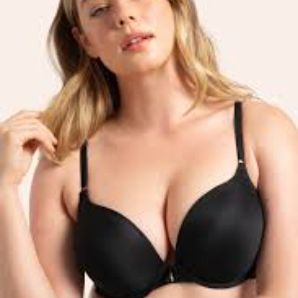 Smart & Sexy Black Push up Bra w Lace Wings Adds 2 Cup Sizes Size 34C NWT